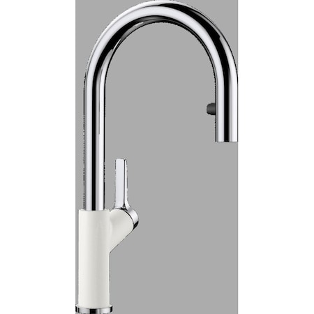 Urbena Pull Down Dual Spray Kitchen Faucet 1.5 GPM - Chrome/White